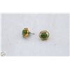 Image 1 : PAIR VINTAGE JADE STONE EARRINGS