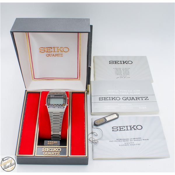 1980S SEIKO WORLD TIME WATCH W BOX NEEDS BATT