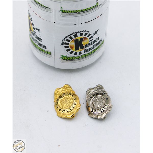 TWO SMALL SPECIAL POLICE BADGES