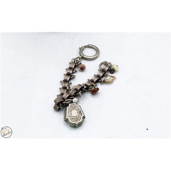 ANTIQUE SILVER CHARM BRACELET W CHARMS