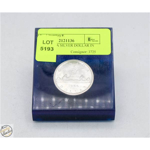 1966 CANADA SILVER DOLLAR IN PLASTIC