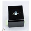 Image 1 : STERLING SILVER RING W LARGE BLUE STONE