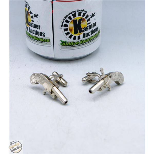 PAIR ARTICULATED PISTOL CUFFLINKS