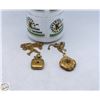 Image 1 : PAIR ANTIQUE GOLD TONE LOCKETS W CHAIN