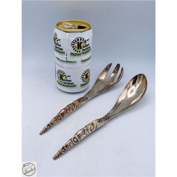 SILVER PLATED HAIDA ART SALAD SPOONS