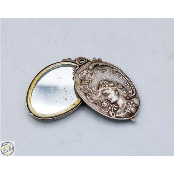1800S SILVER MIRROR PENDANT