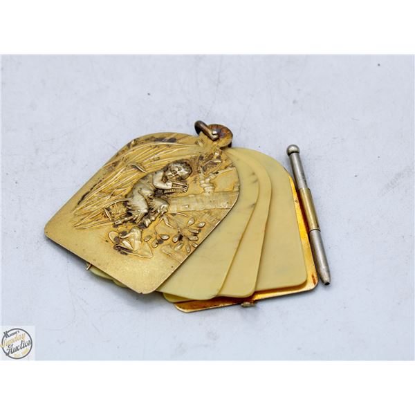 ANTIQUE DANCE CARD CHATELAINE PENDANT