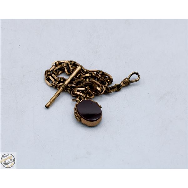 ANTIQUE POCKET WATCH CHAIN W GOLD PENDANT