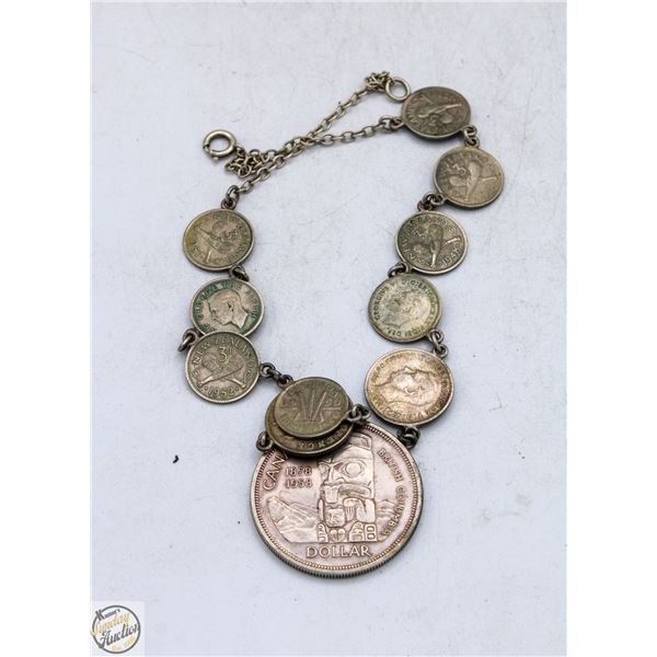 STERLING SILVER COIN NECKLACE W SILVER DOLLAR