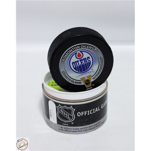 2003 OILERS OFFICIAL GAME PUCK NEW