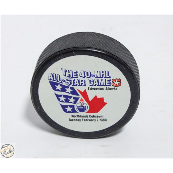 1989 OILERS HOCKEY ALL STAR GAME PUCK