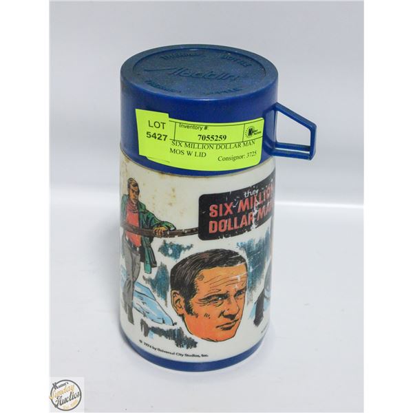 1970S SIX MILLION DOLLAR MAN THERMOS W LID