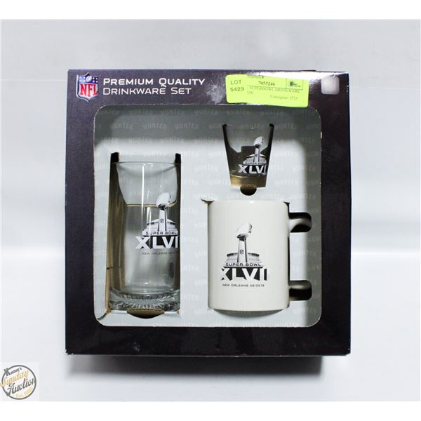 2013 NFL SUPERBOWL DRINKWARE SET W BOX