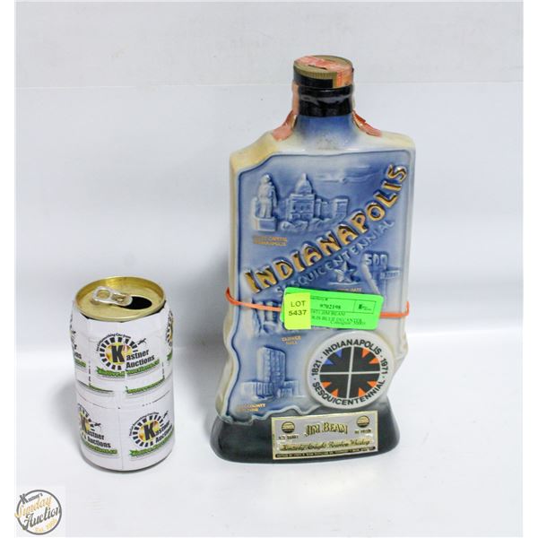 VINTAGE 1971 JIM BEAM INDIANAPOLIS BLUE DECANTER