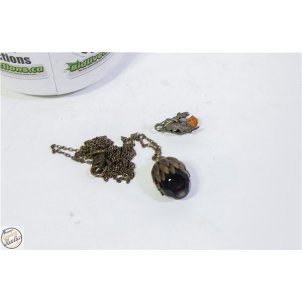 ANTIQUE SCOTTISH THISTLE NECKLACE AND PIN