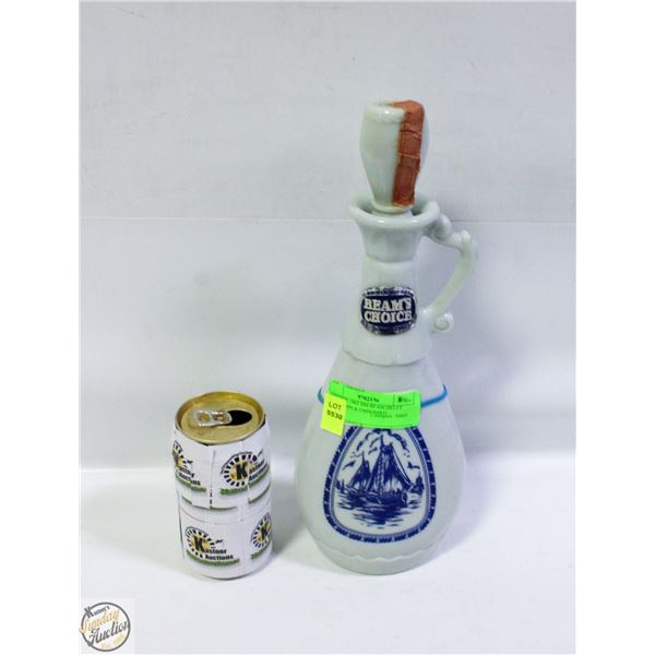 VINTAGE 1963 JIM BEAM DELFT BLUE SHIPS & EMBOSSED