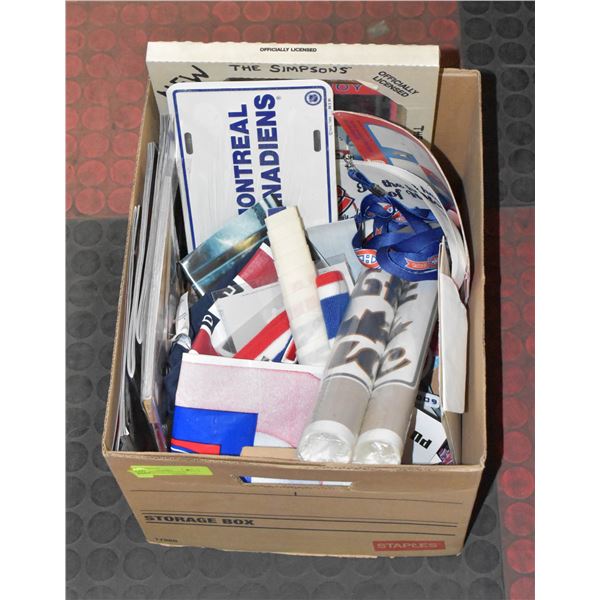 BOX OF VINTAGE MONTREAL CANADIANS COLLECTIBLES
