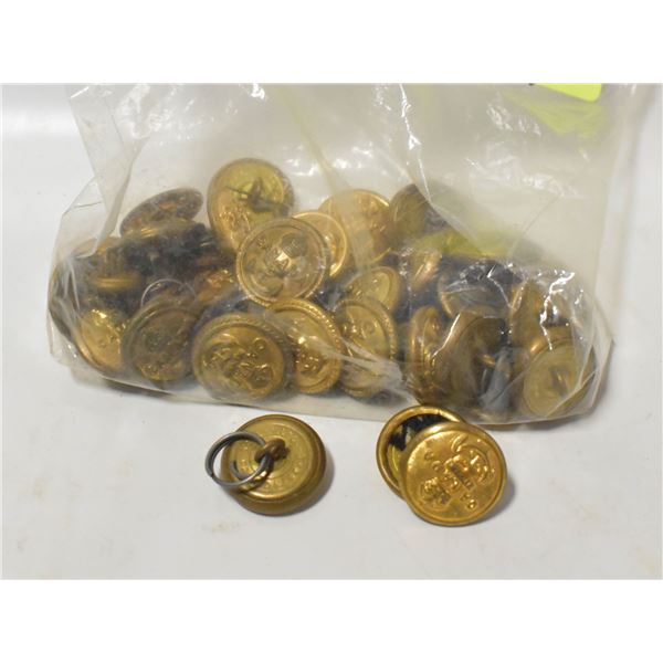 LARGE LOT OF VINTAGE BRASS MILITARY BUTTONS