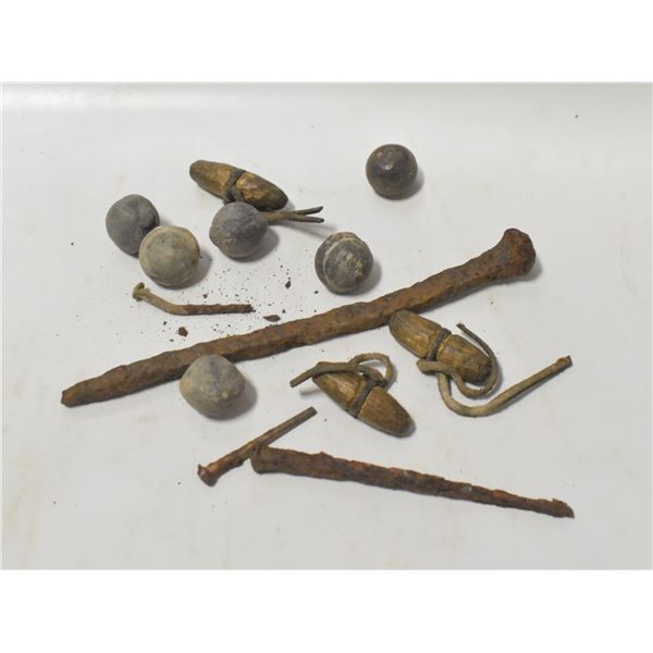 SHIPWRECK ITEMS SPIKES AND PISTOL SHOT BALLS