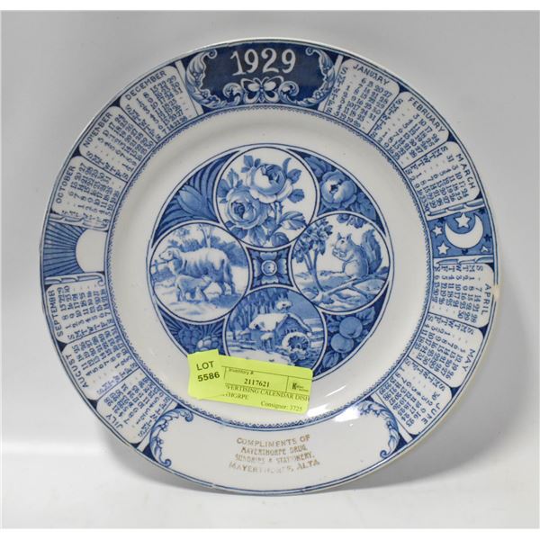 1929 ADVERTISING CALENDAR DISH MAYERTHORPE