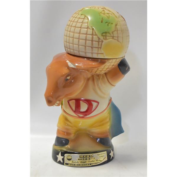 VINTAGE 1976 JIM BEAM DONKEY WORLD GLOBE CRACKED