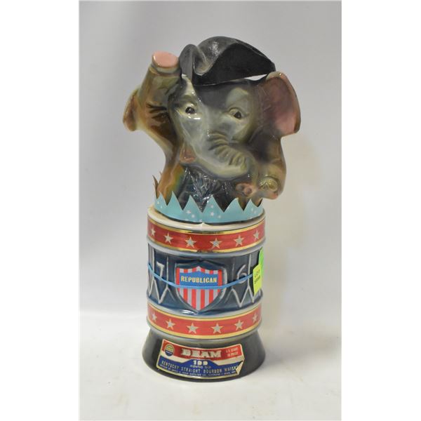 VINTAGE 1976 JIM BEAM DEMEOCRAT ELEPHANT DECANTER