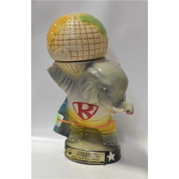 VINTAGE 1976 JIM BEAM ELEPHANT WORLD GLOBE DEMOCRA