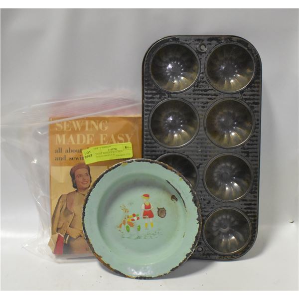 LOT OF ANTIQUE KITCHEN COLLECTIBLES ETC