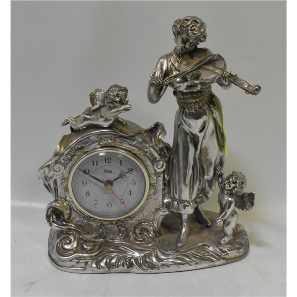 CROSA QUARTZ MANTEL CLOCK VIOLINEST+CHERUB ANGELS