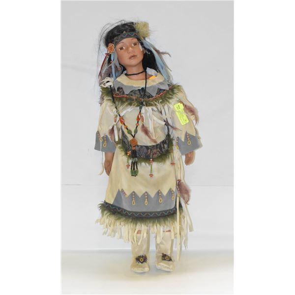 PORCELAIN INDIGENOUS DOLL IN TRADITIONAL OUTFIT