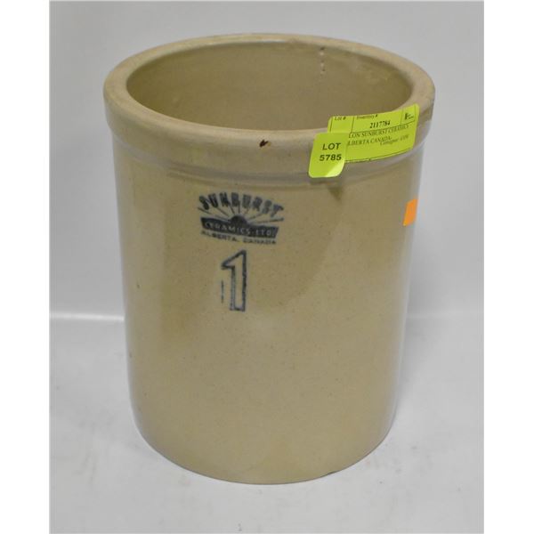 1 GALLON SUNBURST CERAMICS LTD ALBERTA CANADA-
