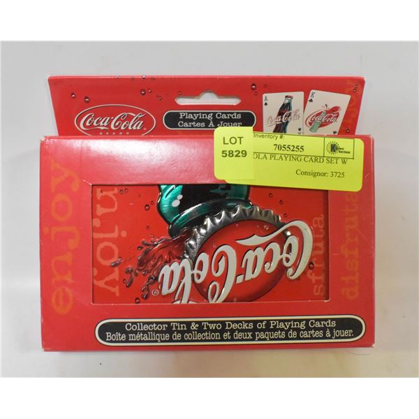 COCA COLA PLAYING CARD SET W TIN