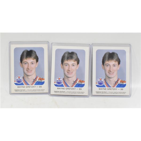 3 1980S WAYNE GRETZKY HOCKEY CARDS