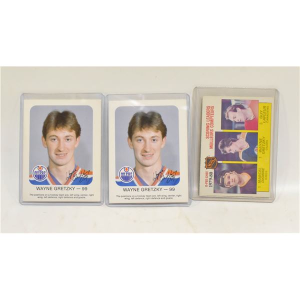 3 1980S WAYNE GRETZKY HOCKEY CARDS