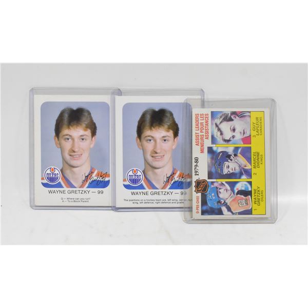 3 1980S WAYNE GRETZKY HOCKEY CARDS