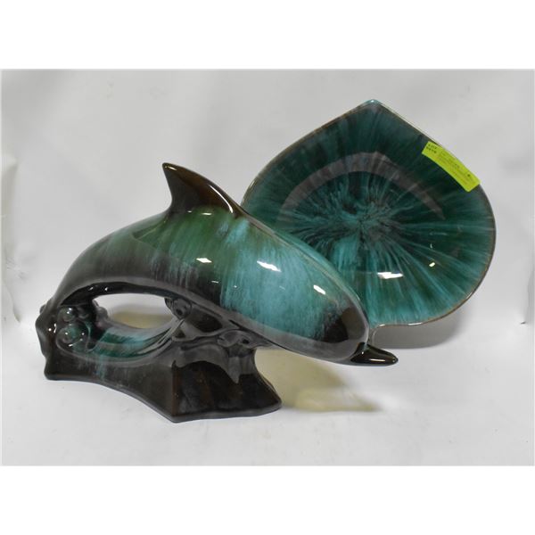 BLUE MOUNTIAN POTTERY LEAF SHAPED BOWL +
