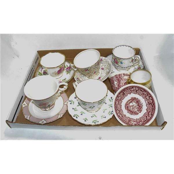 LOT OF ASSORTED ANTIQUE TEACUPS & SAUCERS