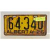 Image 1 : 1926 ALBERTA LICENSE PLATE