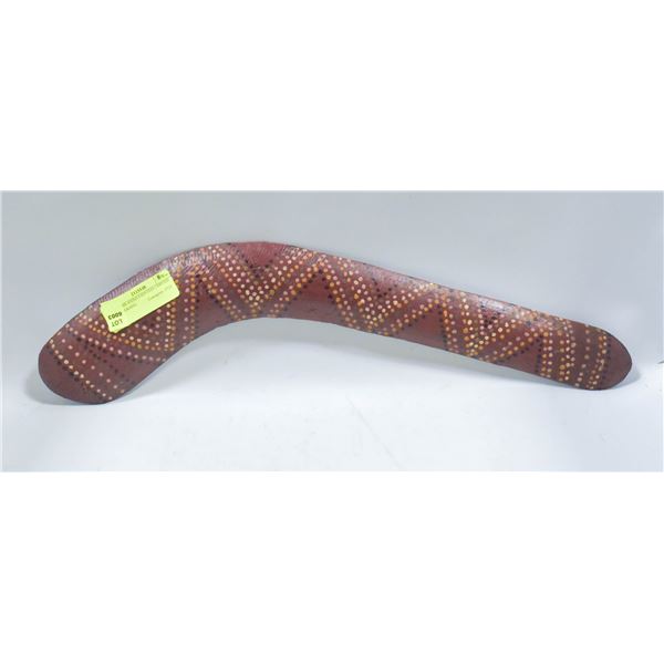 AFRICAN HAND PAINTED CARVED BOOMERANG