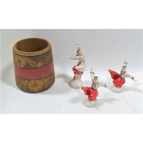 THREE VINTAGE SOVIET DANCING FIGURES