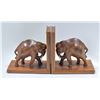 Image 1 : PAIR CARVED WOOD ELEPHANT BOOK ENDS
