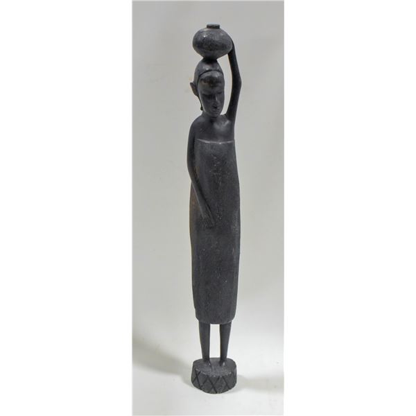 WOOD CARVED FEMALE STATUE AFRICA