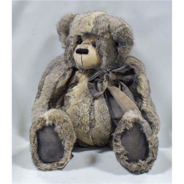 LARGE REAL FUR JOINTED TEDDY BEAR