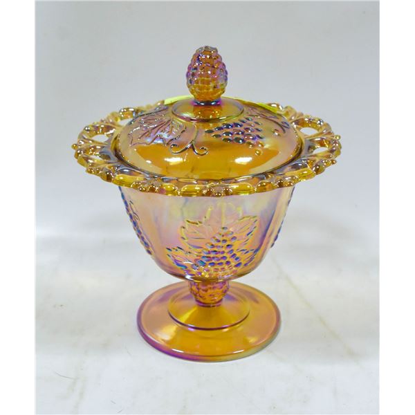 ANTIQUE DEPRESSION GLASS CANDY DISH W LID