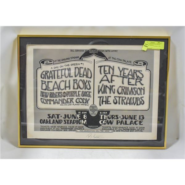 GRATEFUL DEAD POSTER SIGNED BY ARTIST FRAMED