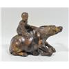 Image 1 : CARVED STONE OX WITH BOY STATUE