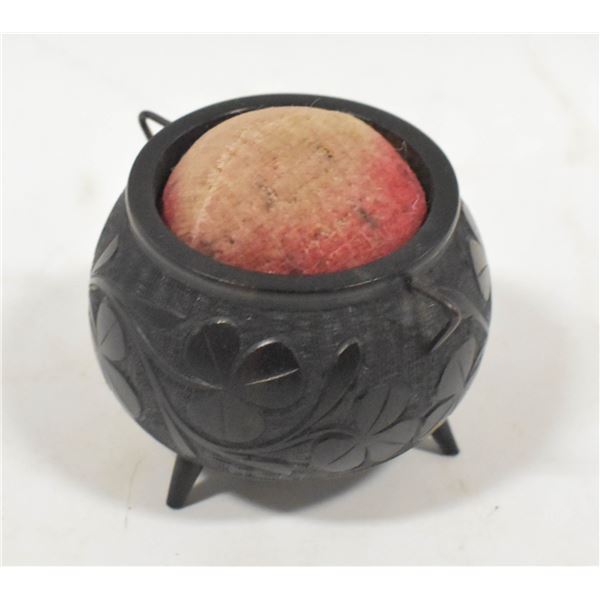 ANTIQUE PIN CUSHION W METAL BASE