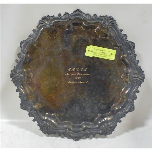 ANTIQUE GUN SHOW AWARD PLATTER SILVER PLATE