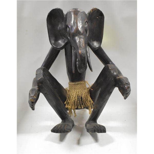 WIODEN CARVED AFRICAN ELEPHANT GOD STATUE