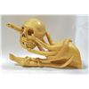 Image 1 : SIGNED WOOD CARVED SKULL & SNAKE STATUE